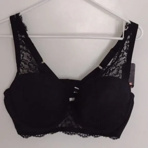 NWT City Chic Women's Size 40G Giselle Contour Underwired Demi Bra Black Lace - Picture 2 of 9